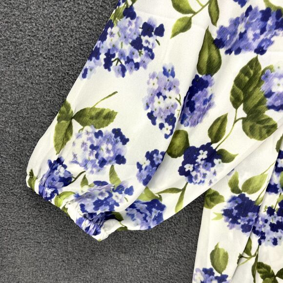 Tahari Top Womens Plus 2X White Purple Floral Boho Semi sheer Shirt Blouse Tunic - Picture 5 of 16
